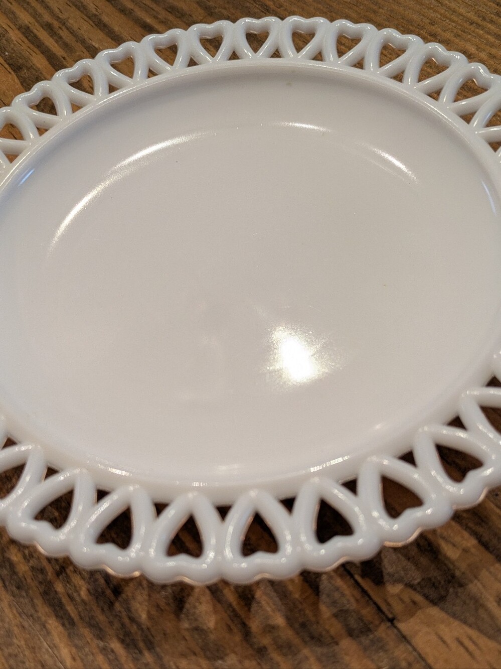 VTG 1950s Gunnar Ander/ Lindshammar Sweden Milk Glass Heart Lace Plate - Picture 5 of 5